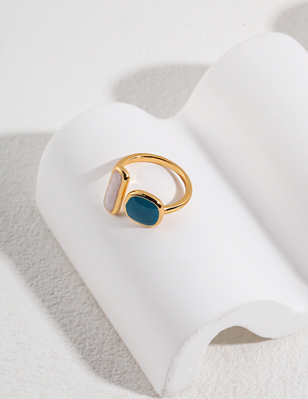 Macaroon Enamel Double Stone Ring | French Romantic Style