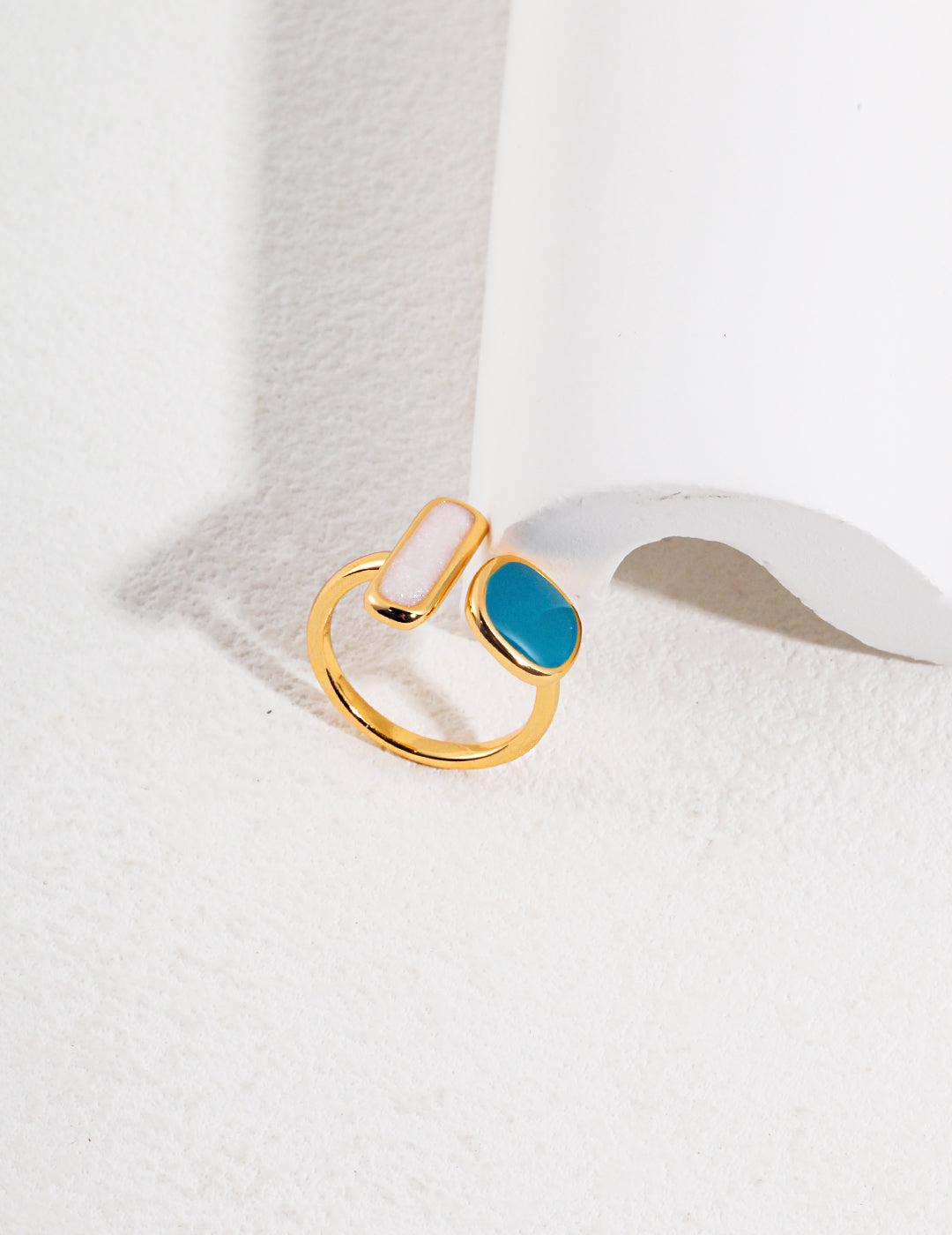 Macaroon Enamel Double Stone Ring | French Romantic Style