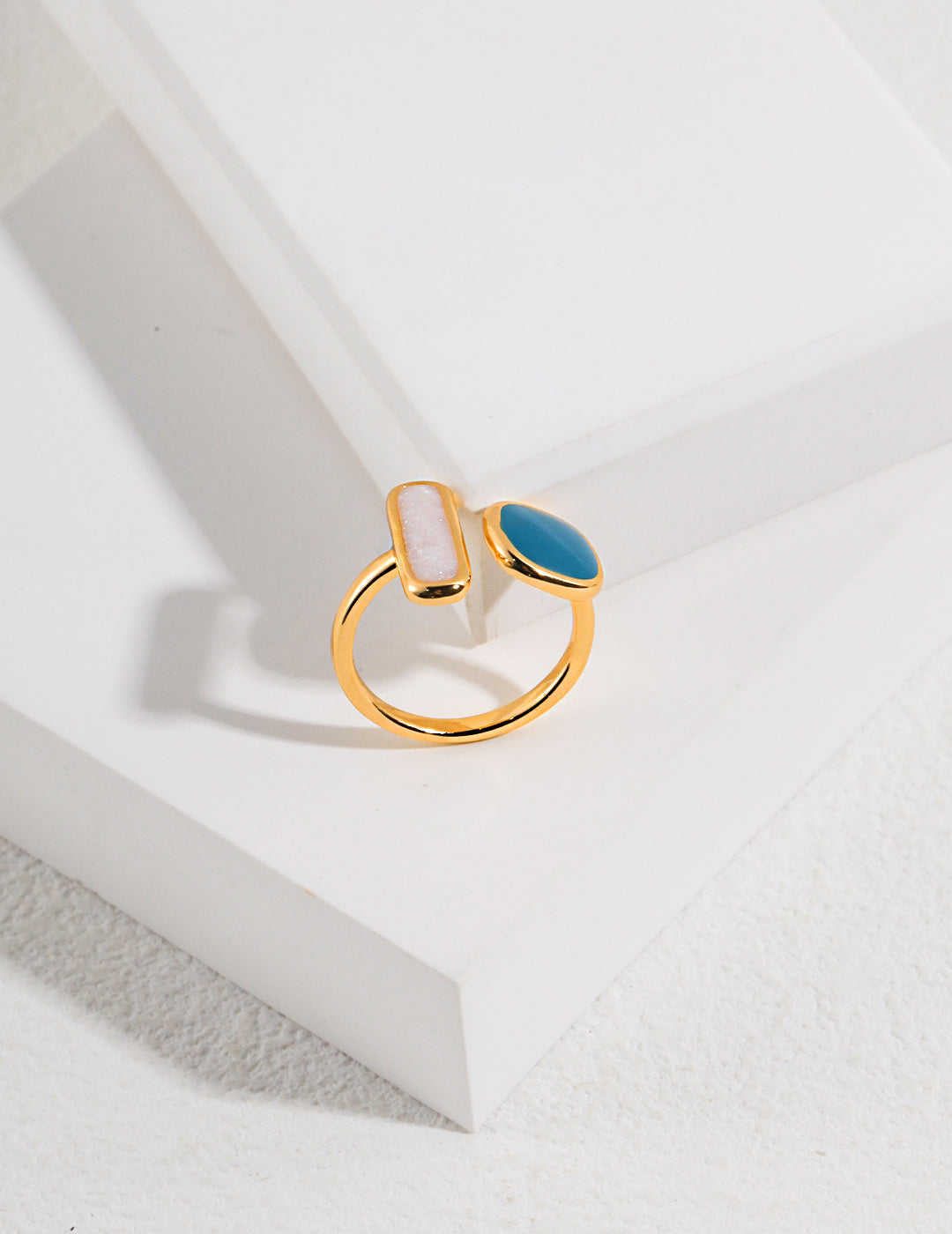 Macaroon Enamel Double Stone Ring | French Romantic Style