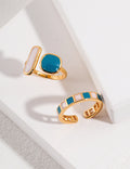 Macaroon Enamel Double Stone Ring | French Romantic Style