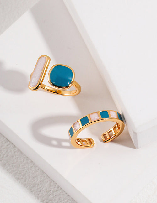 Macaroon Enamel Double Stone Ring | French Romantic Style