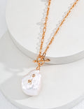 Baroque Pearl Long Necklace | 925 Sterling Silver & 18K Gold