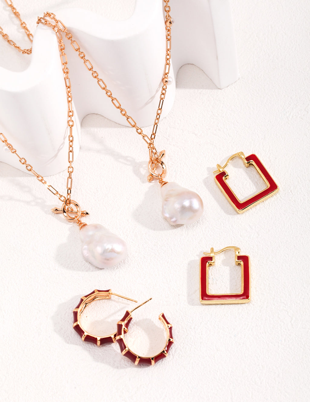 Baroque Pearl Long Necklace | 925 Sterling Silver & 18K Gold
