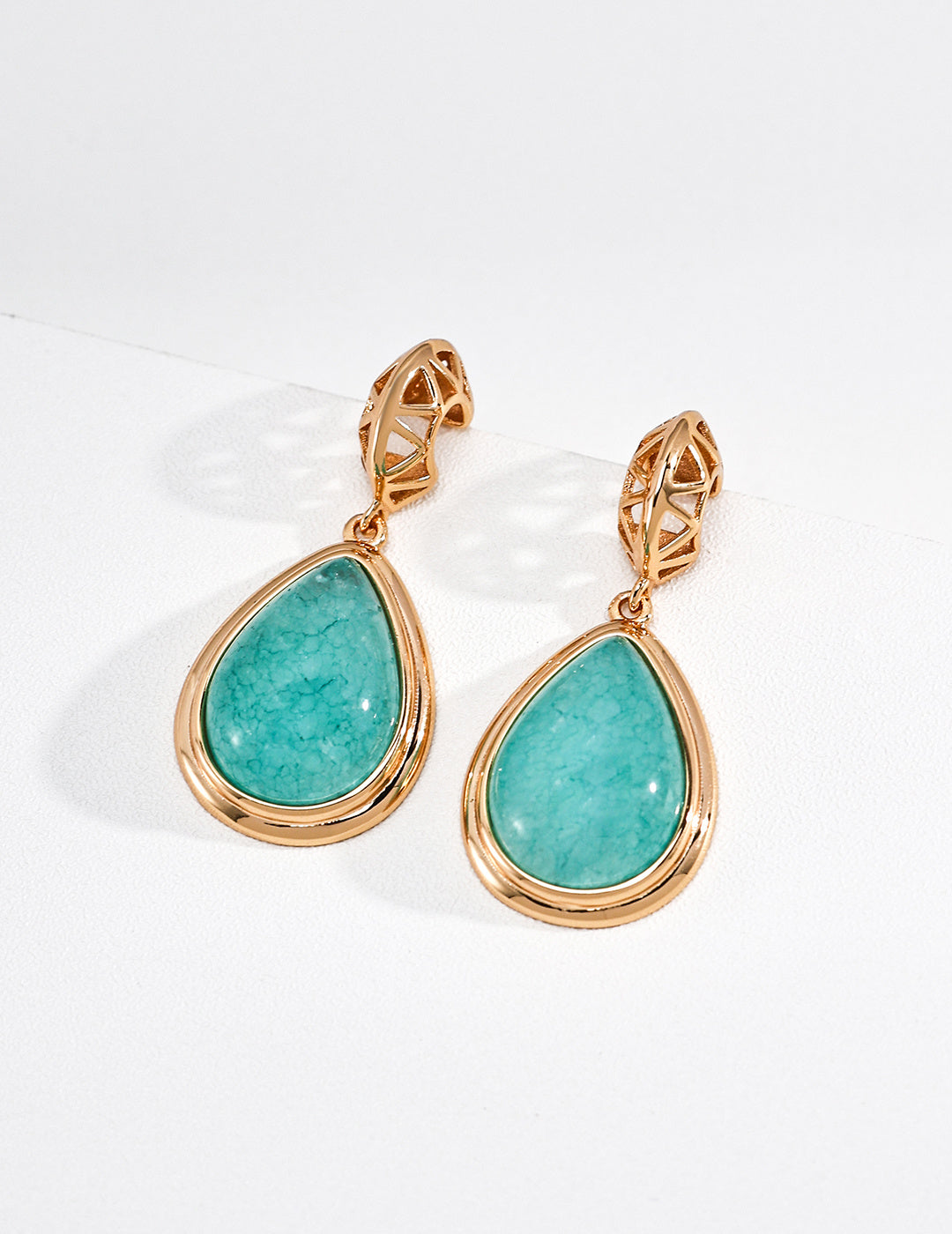Vintage Moon Drop Earrings | Lapis, Amazonite & Mother of Pearl