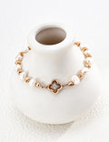 Pearl Clover Bracelet | S925 Silver & Natural Pearl Vintage Gold