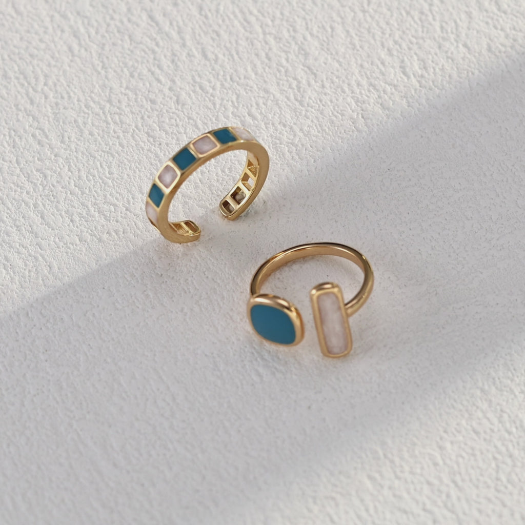 Macaroon Enamel Double Stone Ring | French Romantic Style